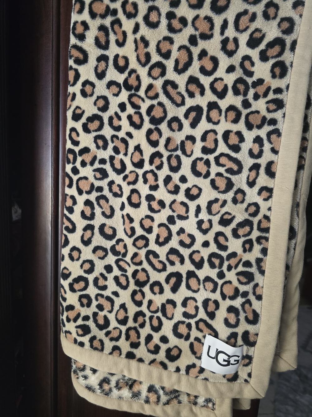 UGG Leopard Print Cozy Throw in Tan, Black and Brown